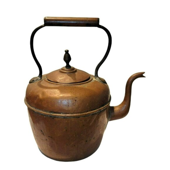 Antique Copper Teakettle English Early 20th Century Classic Handled Lidded JS408 - Picture 7 of 16